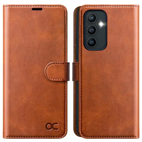 OCASE Compatible with Galaxy S23 FE 5G Wallet Case, PU Leather Flip Folio Case with Card Holders RFID Blocking Kickstand [Shockproof TPU Inner Shell] Phone Cover 6.4 Inch (2023) - Brown