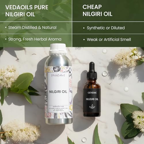 Image of VedaOils Nilgiri Oil 100ml | 100% Natural Nilgiri Oil for Diffuser, Humidifier, Skin & Hair Care, Aromatherapy Use