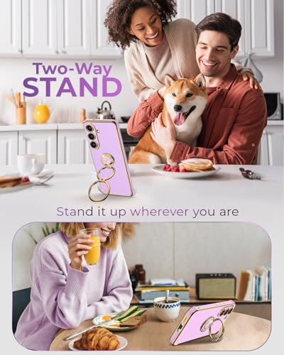 Image of XYZ for Galaxy S26 Plus Case with Stand, for Samsung Galaxy S26 Plus Case with Double Ring Kickstand, Women Girls Cute Love-Heart Bling Luxury Protective Phone Case for Samsung S26 Plus, Purple