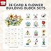 TOY Life 36 Pack Party Favors for Kids, Tiny Plants Mini Flowers Building Blocks Set for Classroom Prize, Flowers Botanical Succulents Building Toy with Gift Cards, Christmas Gifts for Boys Girls 6+