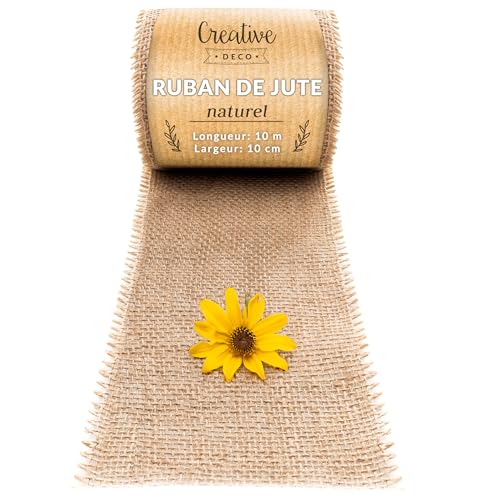 Creative Deco Ruban Chemin de Table Toile de Jute | 10cm x 10m Rouleau Beige | Décoration Mariage | Toile de Jute Rouleau | Chemin de Table Jute | Deco Table...