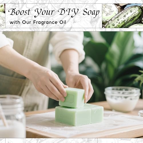 Image of HIQILI Cucumber Fragrance Oil for Diffuser, Soap & Candle Making - 1 Fl Oz | Long-Lasting Fresh Scents for DIY Body Spray, Bath & Skin Products, Pet Safe, Graduated Dropper Included
