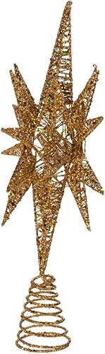 Miniatura 4 de Kurt Adler - Árbol de estrella 3D de alambre con purpurina dorada sin luz, 16.5 pulgadas de largo, tono dorado, metal, decoración navideña