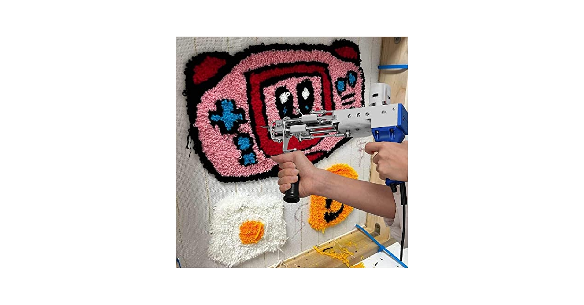 タフティングSET ガン クロス バリカン◆1m x 1m◆ラグ◆特急発送 タフティングSET ガン クロス バリカン◇1m x 1m◇ラグ◇特急