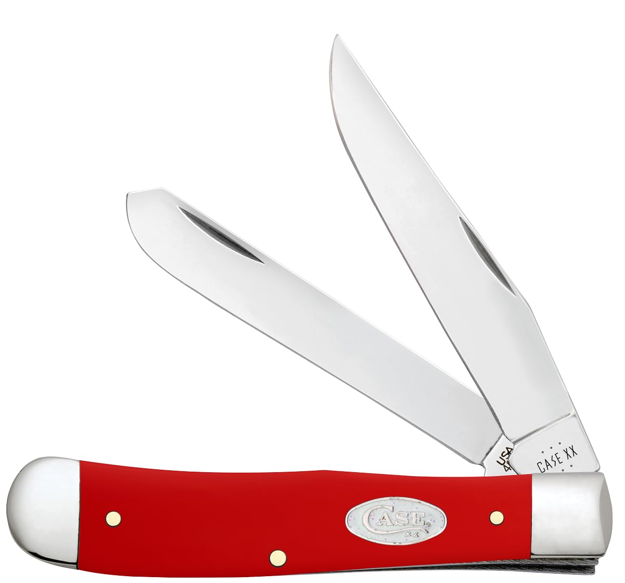 Case XX Knives Trapper 56980 White SparXX Red Delrin Stainless Steel Pocket Knife