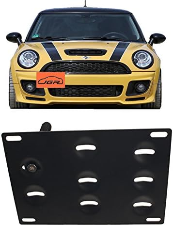 JGR No Drill Tow Eye Front Bumper Tow Hook License Plate Mount Bracket Holder Adapter Relocation Kit for Mini Cooper R50 R52 R53 R55 R56 R57 R58 R59 2002-2014