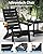 YEFU Folding Adirondack Chair Outdoor: Heavy Duty Wood Texture Adirondack Chairs with Cup Holder - All Weather HIPS Plastic Fire Pit Chair for Patio Lawn Garden Backyard Porch Black