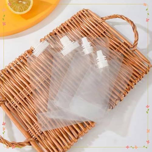 15pcs 250ml Refillable Drink Pouches for Festivals Clear Travel Plastic Drinks Flasks Cruise Kit Reusable Alcohol Liquor Juice Bags Drink Container Party Halloween Cold Beverage - Image 2