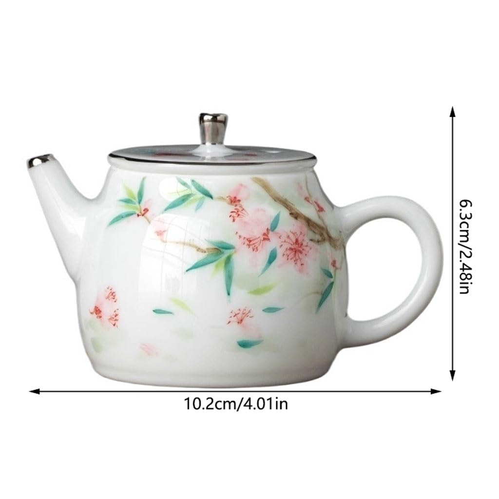 Tetera de cerámica Pintada a Mano con diseño de Flor de durazno para una Persona, Exquisita Tetera pequeña, Tetera China para el hogar, Juego de té.