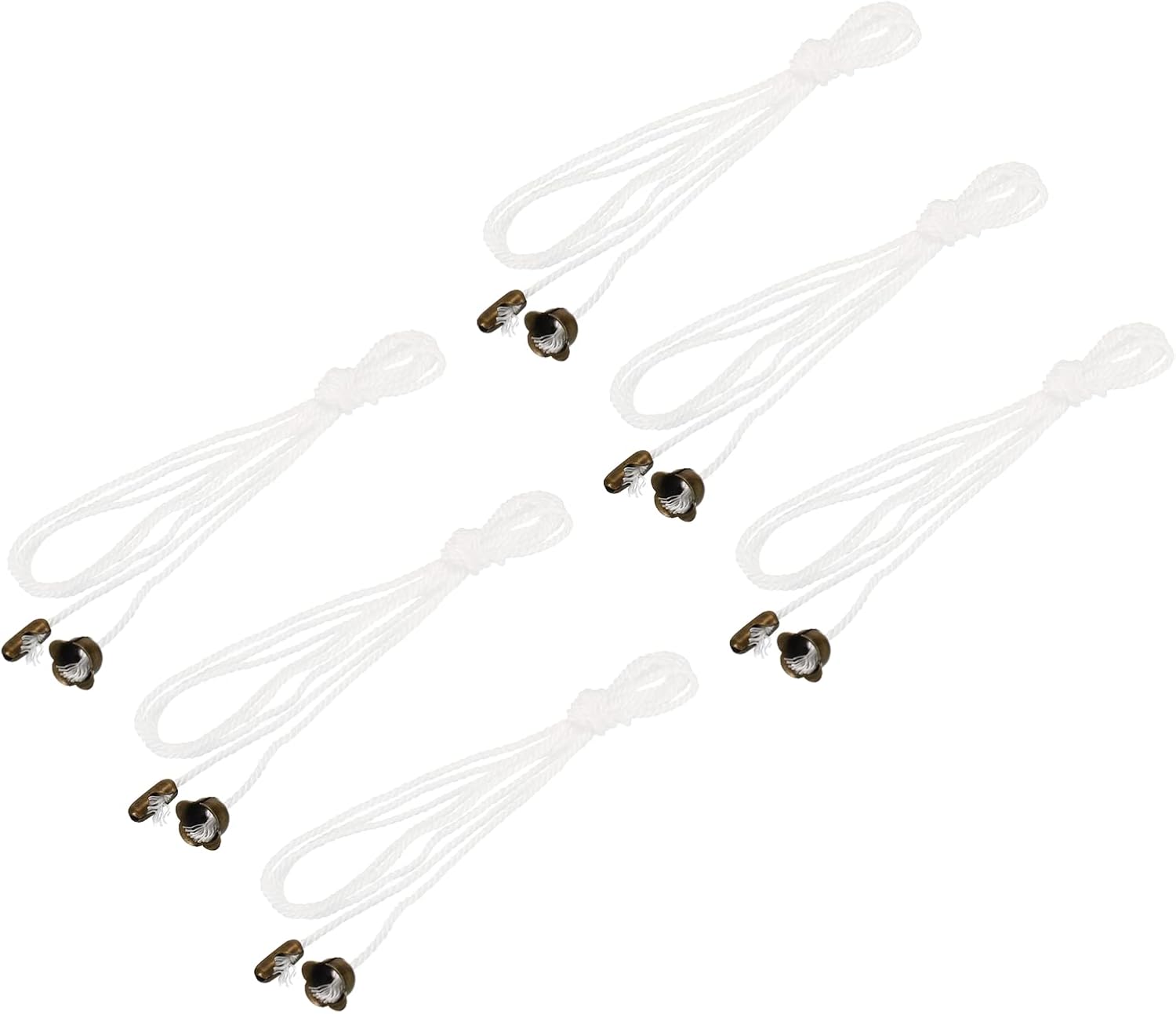 MECCANIXITY Pull Cord for Ceiling Switch, Light Pull Cord String Ceiling Fan String with Connector Pull Chain Extension, White Bronze, Pack of 6