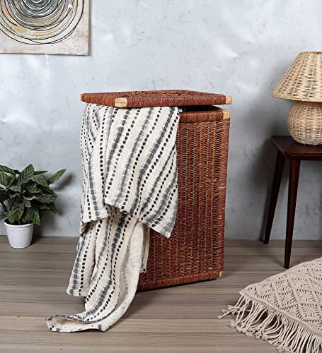 AKWAY Wicker Water Hyacinth Kauna Grass Bamboo Cane Storage Baske...