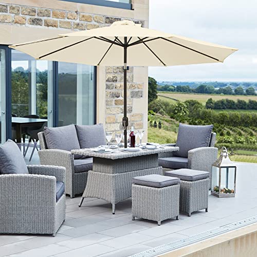 Image of Green Bay 2.7M Round Garden Parasol Umbrella Outdoor Sun Shade for Patio/Beach/Pool Umbrellas with Winding Crank and 38mm Tilt Pole - Cream