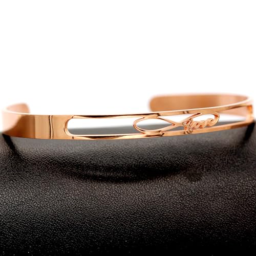 Image of Uloveido Infinity Love Bracelets for Women Rose Gold Plated Stainless Steel Bracelet for Lady Mom Anniversary Birthday Gifts with Letter Love Y468