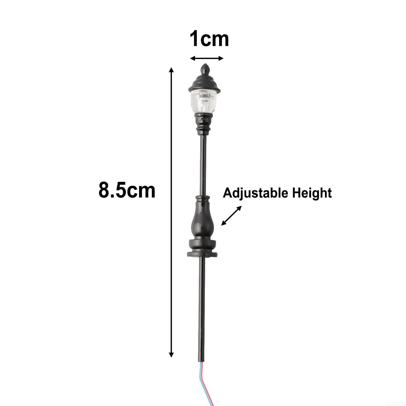 10PCS HO Scale Miniature Street Lights Railway Train LED Lamp Posts HO Scale Model Railroad Train Accessories