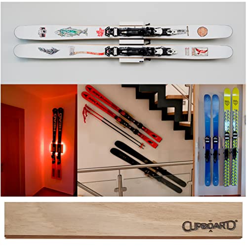 Clipboart Standard Wandhalterung - Halterung - Ski - Tourenski - Carvingski - Powderski - Alpinski - Carver - 360 Wandbefestigung (Multiplex-Eiche)