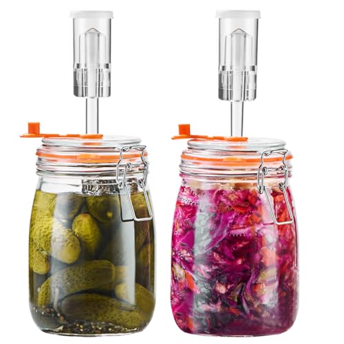 JILLMO Fermentation Jar, 1.1 Liters Glass Fermenting...