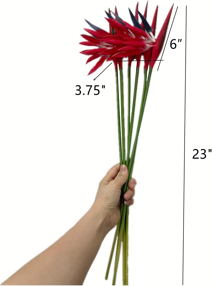 Rikyo Artificial Flowers 6Pcs Bird of Paradise 23" Permanent Flower,Strelitzia Tropical Imitation Plant Flower Bouquets for Office Home Party Decorations,Arrangement Potted Plants (Orange) - Image 3