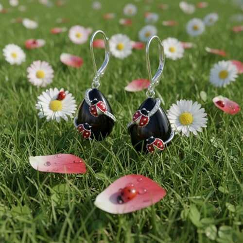 Image of TIGER RIDER Bee /Butterfly /Scorpion /Cactus /Leaf /Beetle 925 Sterling Silver French Clasp Leverback Earrings Amber /Crystal /Citrine /Moonstone /Obsidian /Jade /Rose quartz Pendant Jewelry Gift for Women