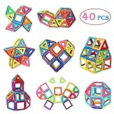 Safety Certified - Jolly Mags Magnetic Tiles Set - 3D Building Blocks Toy with Magnets for Kids - Best for Stacking - Clear Color 32 Pcs Set