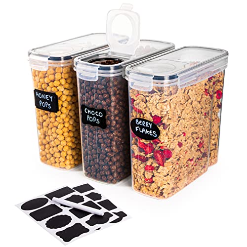 nuovva Cereal Storage Containers 3Pcs Set Plastic Food Storage Containers Practical Cereal Dispenser Food Grade and BPA Free Durable and Easy to Use Ideal for Cornflakes Flour Storage