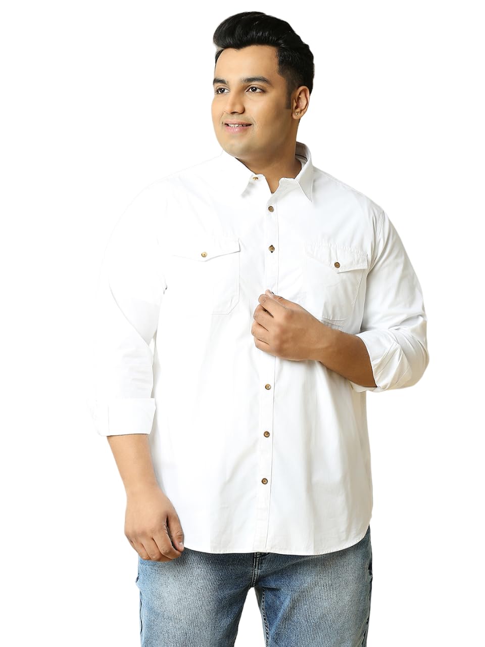 thomas scott Men's Plus Size Premium Solid Pure Cotton Casual Shirt-picture-11