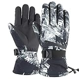 Generic Winter Warme Handschuhe Warme Größe wasserdichte und universelle Bildschirmschutzpatrone M-Reishandschuh Winterhandschuhe (Black, One Size)