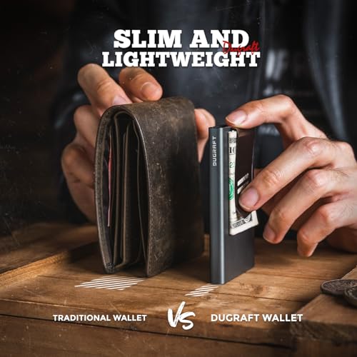DUGRAFT Card Wallet for Men Credit Card Holder Minimalist Slim Wallet RFID Metal Pop Up RFID Blocking Wallet With Money Clip, Holds 5-6 Cards2