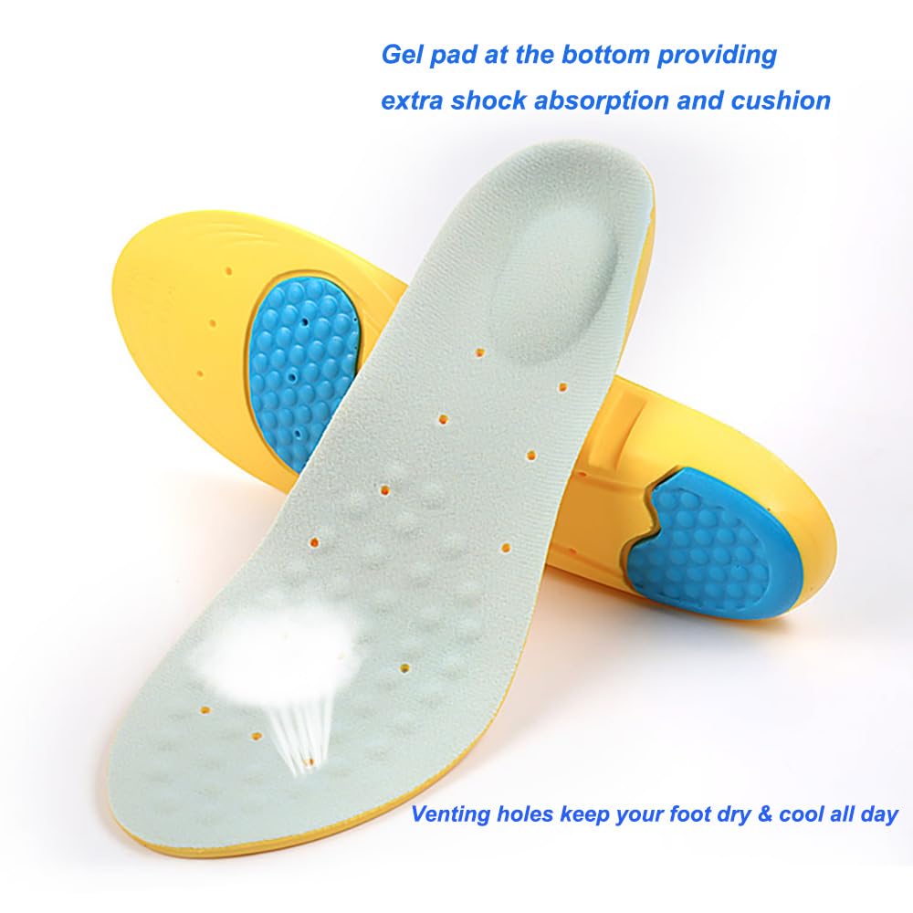 Plantillas de espuma viscoelástica para hombres y mujeres, niños, proporcionan soporte para el arco, amortiguación y absorción de impactos, alivia el dolor de pies (L (hombres 8-12/mujeres 10-15))