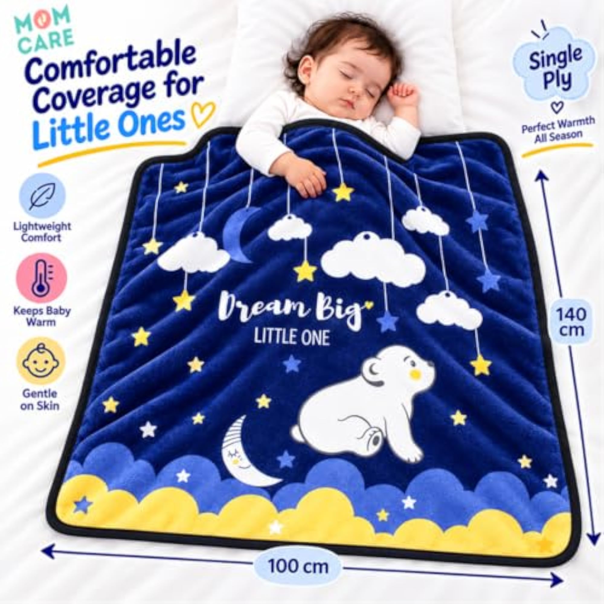 Baby Fleece Blanket, Soft Lightweight Dark Blue
