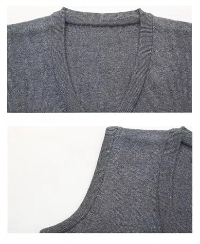 Dcvmvmn Men's Classic Knit Tank Top Solid All-Match Office Business Vest V-Neck Sleeveless Vintage Casual Pullover2