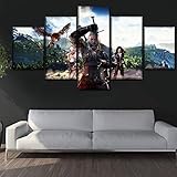 Lienzos Cuadros 5 Piezas Pinturas Dibujos Witcher 3 Wild Hunt Impresiones En Lienzo Decoraci&oacute;n para El Arte De La Pared del Hogar,B,30 * 40 * 2+30 * 60 * 2+30 * 80 * 1