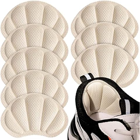 8Pcs Heel Cushion Inserts for Back of Heel, Mesh Heel Cushion Pads for Shoes Too Big, Self-Adhesive & Reusable Heel Guards Liners for Women Men, White Cover