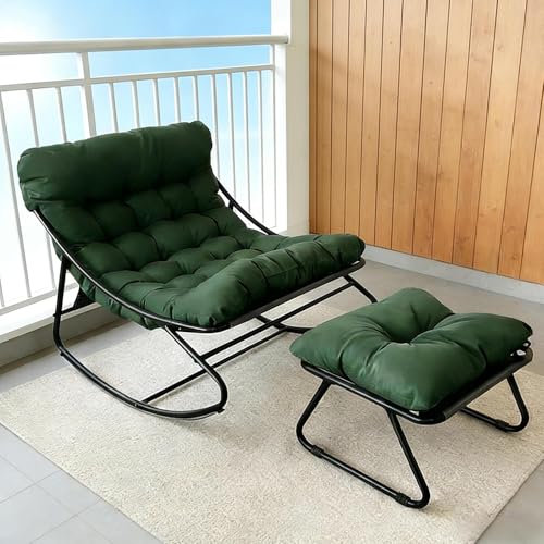 Fauteuil à Bascule Œuf avec Repose-Pieds - Charge 150kg Chaise a Bascule Surdimensionnée, Rocking Chair Coussin Confortable Utilisation...