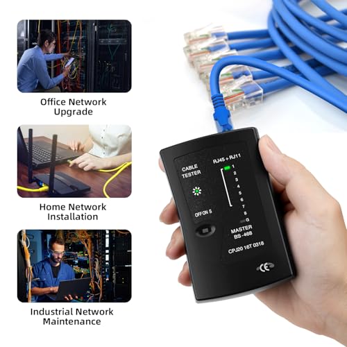 Mcbazel Network Cable Tester for Ethernet RJ45 RJ11 RJ12 LAN, Portable Ethernet Tester with Smart LED Indicators, Shielded Cable Detector for Cat5/Cat6/Cat7 Cables