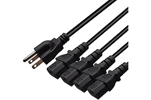 Power 4 Monitors at Once with Computer Power Splitter Cord, NEMA 5-15P to 4X C13