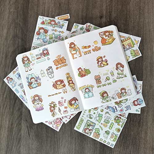 Kawaii Conjunto de adesivos Washi (50 folhas) adesivos adesivos fofos para vida diária de lazer para