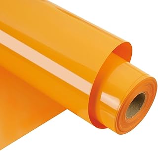 RENLITONG Glossy Yellow Orange Iron on Vinyl Roll - 12Inch x 13ft HTV Heat Transfer Vinyl for T-Shirt HTV Vinyl Rolls for All Cutter Machine - Easy to Cut & Weed for Heat Transfer Design