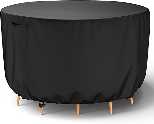 Mrrihand Funda redonda para muebles de patio, fundas para sillas de exterior, impermeables, resistentes, 600D, juego de sillas de mesa para