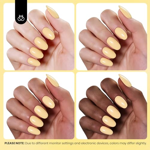 Image of Beetles Pastel Yellow Gel Polish, 15ML Hema Free Light Yellow Gel Nail Polish Butter Time All Season Nails Soak Off UV Colorful Bottle Nail Art Manicure Gift for Women