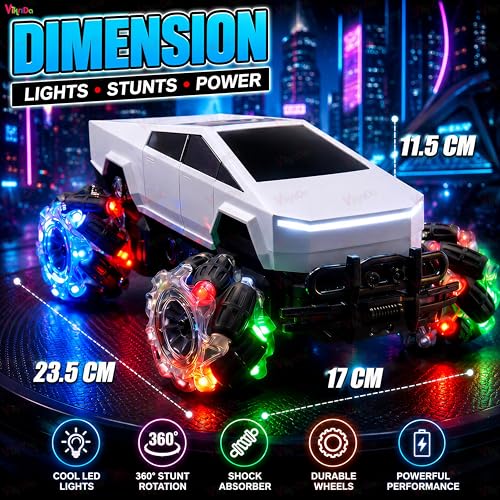 Image of VikriDA RC 4x4 Drift Smoke Car Toy | 1:14 Scale 2.4Ghz Remote Control Sports Racing Car 360 Rotation,Lights Music Spin Stunt Remote Control Cars.