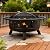 Grovelli 38" Round Wood Burning Fire Pit with Mesh Cover, Fire Poker, Star & Moon Cutouts, Metal Outdoor Firepit for Patio, Backyard, Garden, Bonfire, Camping, Christmas, Thanksgiving, Halloween