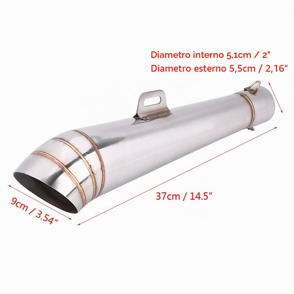 Qiilu Tubo di Scarico Terminale Terminale In Acciaio Inox Moto Universale