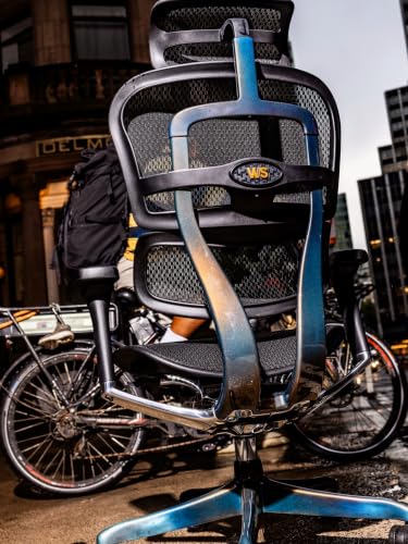 Image of Ergohuman ME7ERG GEN2 High Back Mesh Office Chair with Tilt Tension Control, Tilt Lock, Synchro Tilt, Seat Height, Seat Depth, and Arm Height Adjustments, Gold Violet Metallic Frame