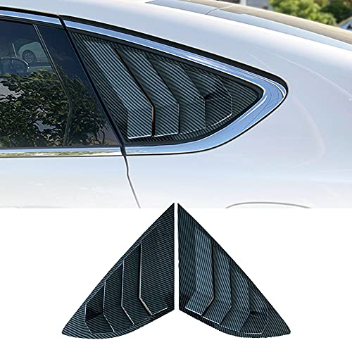 Boltry ABS Carbon Fiber Print Rear Side Window Louvers Air Vent Scoop Shades Cover Blinds Trim for Ford Fusion 2013 2014 2015 2016 2017 2018 2019 2020 2021（Carbon Fiber）