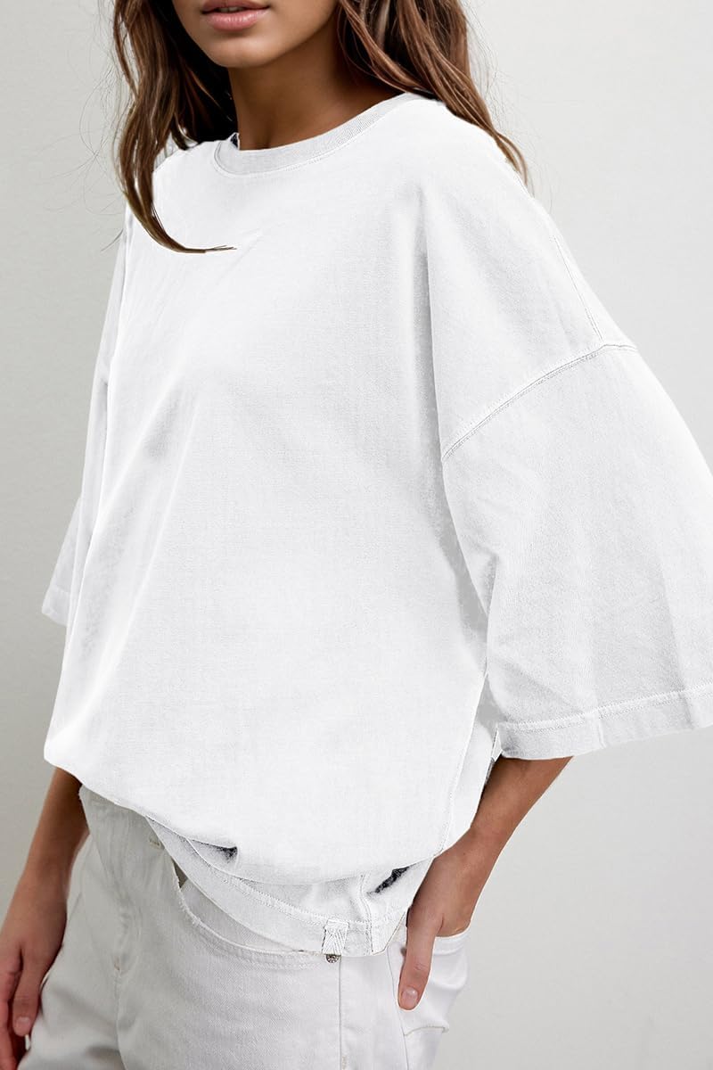 UNCLECAT Womens Oversized Half Sleeve T Shirts Summer Tops Trendy Crew Neck Loose Fit Workout Tee Clothes