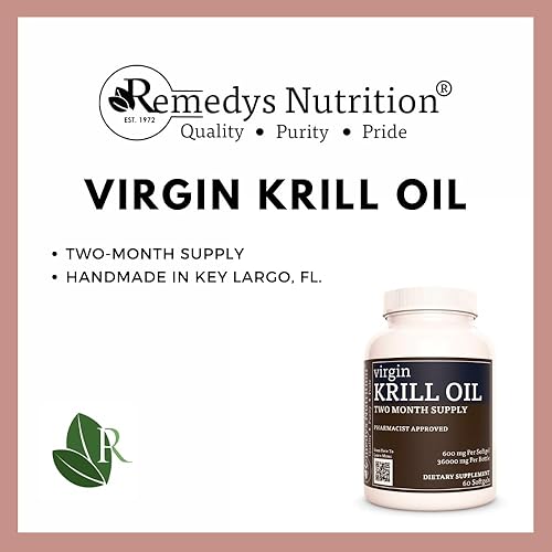 Miniatura 3 de Remedy's nutrition Aceite de krill virgen (ácidos grasos omega-3 EPA y DHA) 600 mg cápsulas blandas Suplemento dietético - Sin OMG, sin gluten, sin