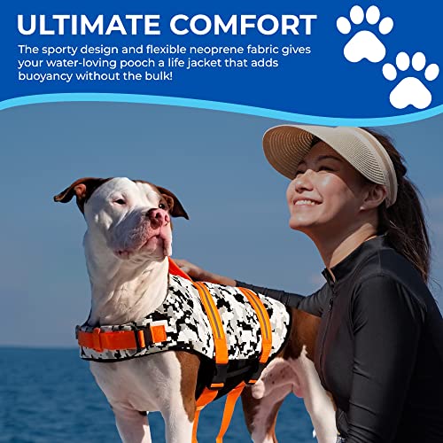 Paws Aboard Dog Life Jacket - Keep Your Canine Safe with a Nylon Life Vest for Swimming and Boating - Racing Flames - Design to Choose - XXS to XL - Thumbnail 2