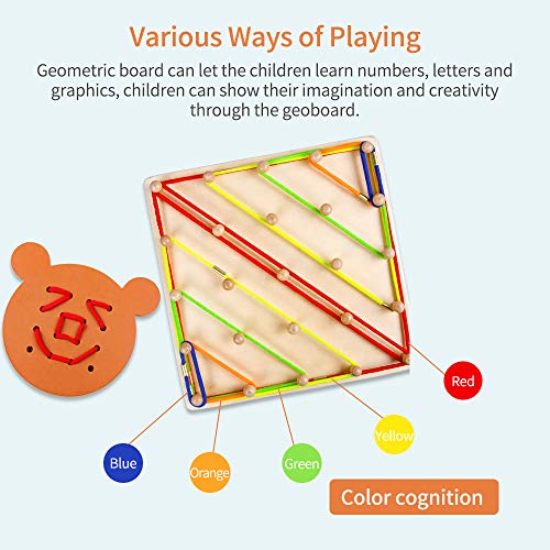 Queenser Geoboard de madeira Matemática Manipulativa Material 5x5 Array Geo Board com Elastic Bands