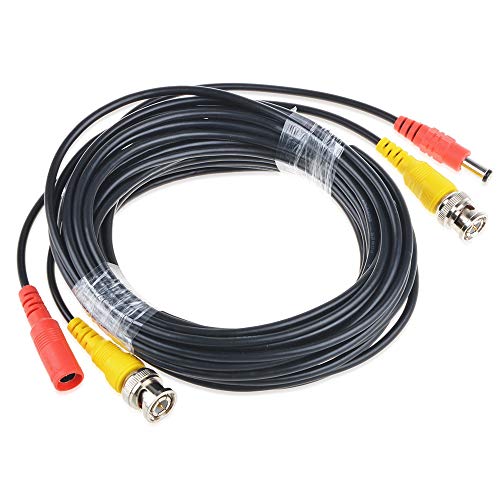 PKPOWER 50ft Black BNC Video and Power Cable Wire Cord w/Connector for CCTV Security Camera