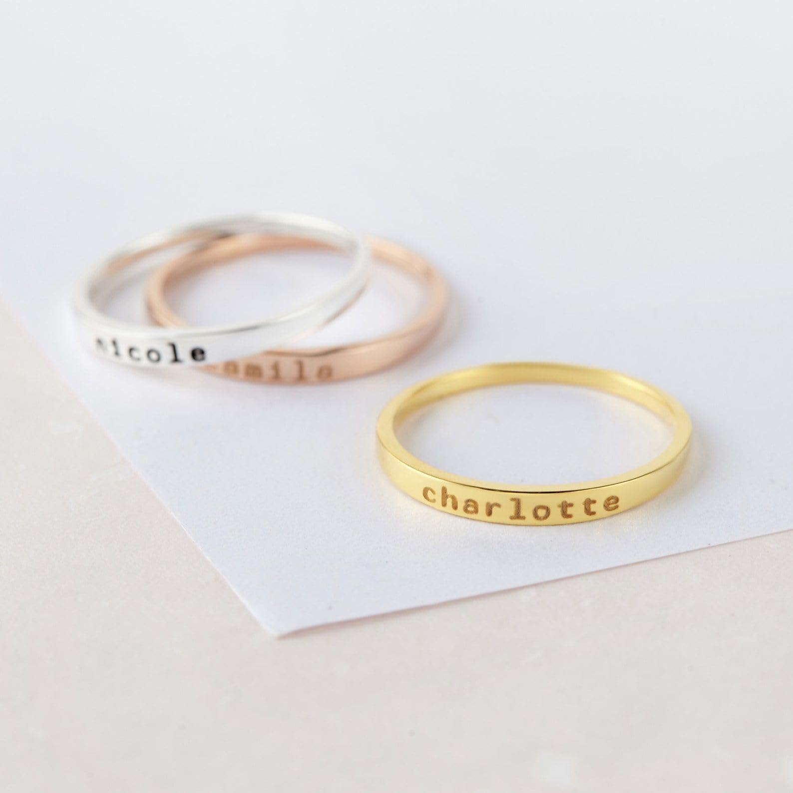 Stapelbar Mama Ringe, Mütter Schmuck, dünn Namensring filigran Mama Ring Muttertag Weihnachten Geburtstag Jahrestag Babyparty
